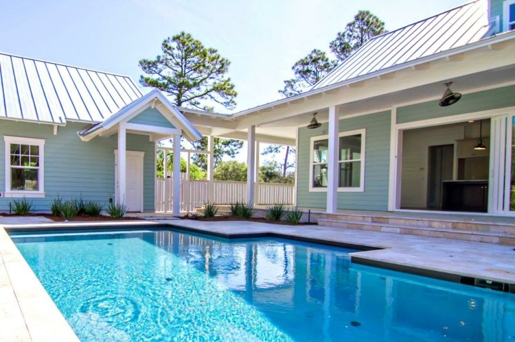 terrace with modern pool