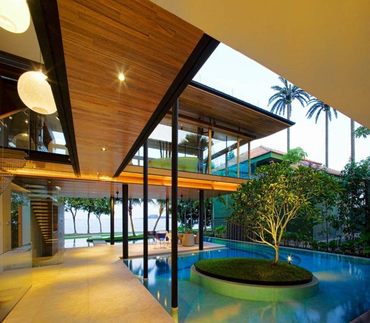 terrace with ultra modern pool