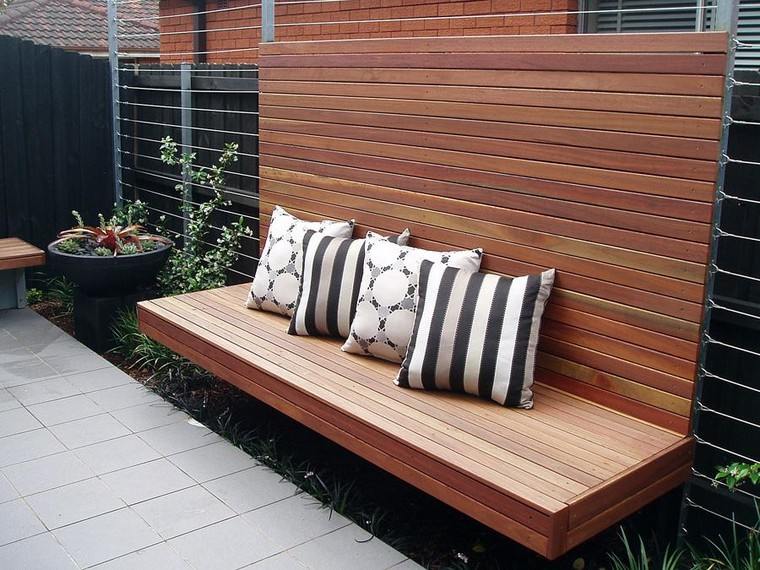 outdoor decoration idea bench garden wood cushions diy furniture idea