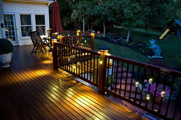 terrace wood balustrade source lighting