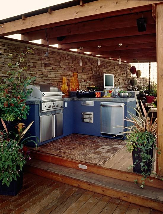 terrace wood kitchen integrated