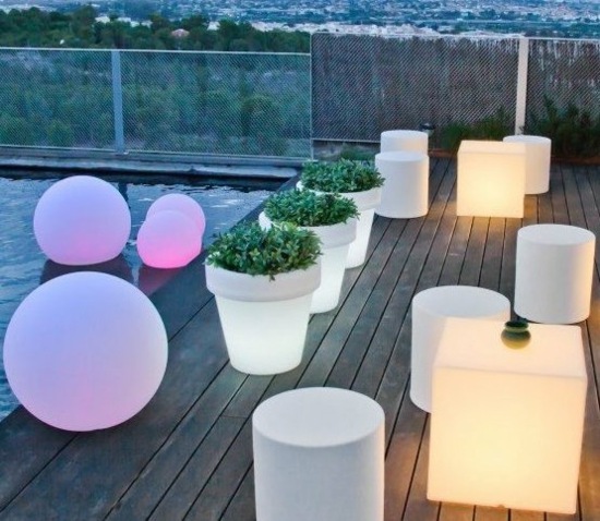 wooden deck pots bright flowers