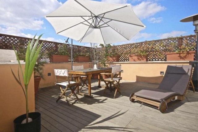 terrace sunlounger parasol floor