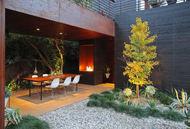 contemporary terrace garden-dry-gravel