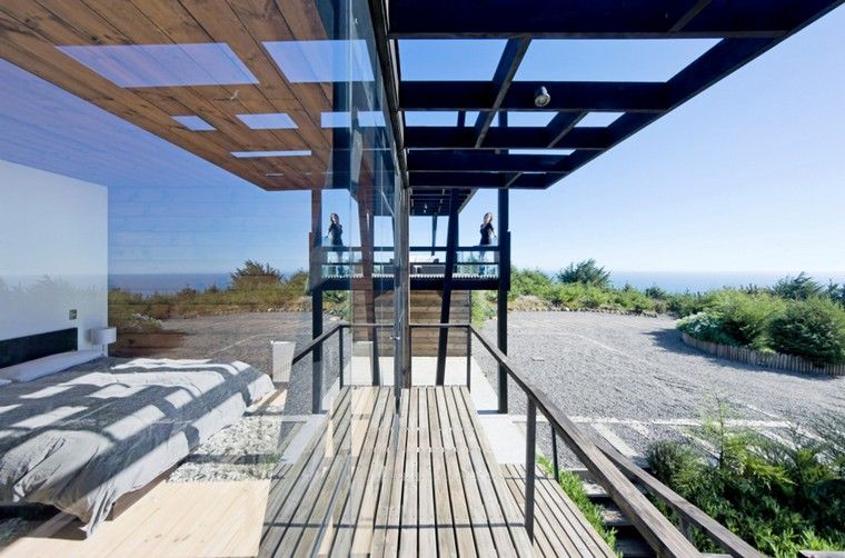 outdoor design wooden suspended terrace