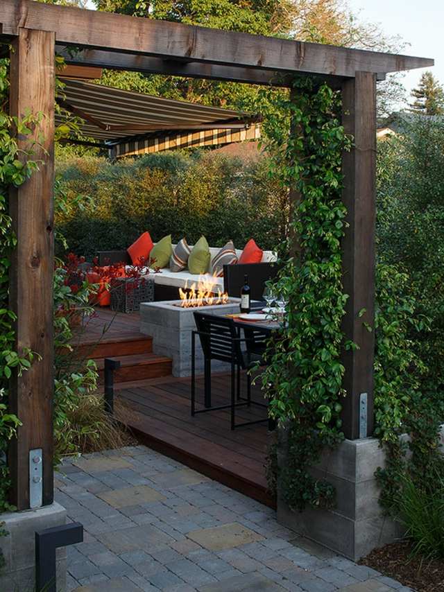 outdoor wood fireplace