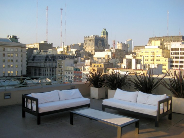 roof terrace city tiles white furniture