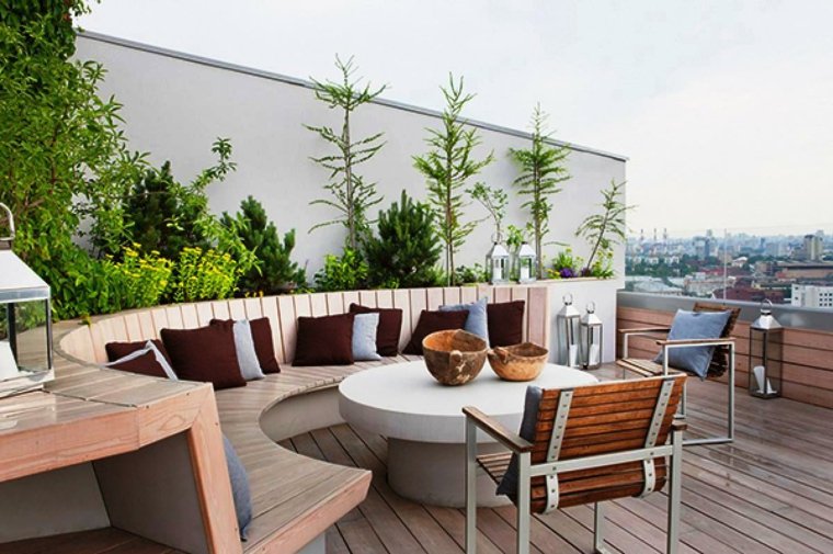 roof terraces outdoor design rounded sofa