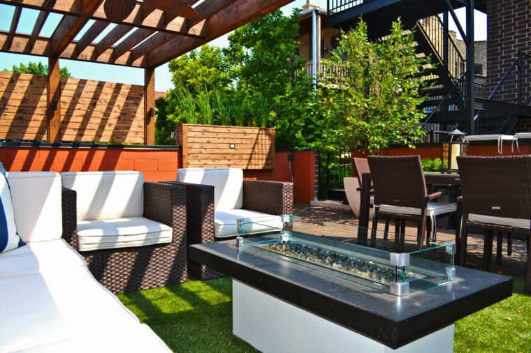 terrace idea living room garden roof modern fireplaces