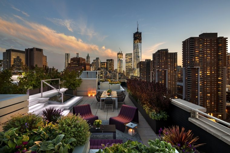 terraces in modern city roof garden