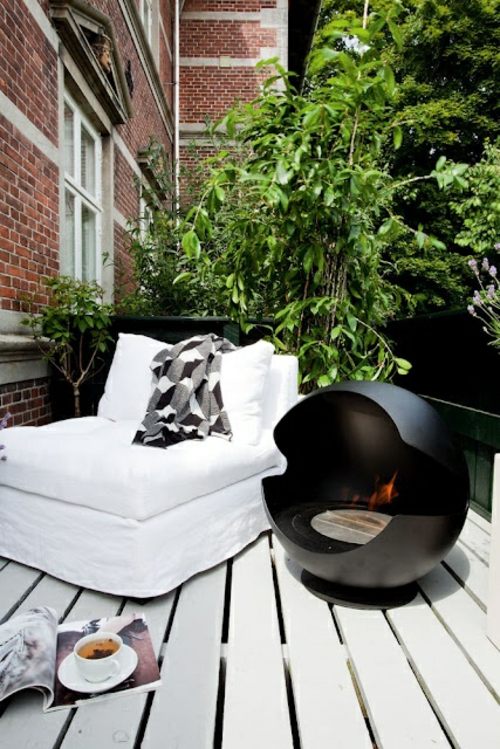 outdoor terrace wood fireplace