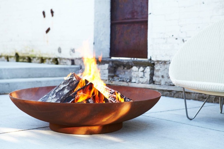 terrace deco fireplace outdoor steel corten