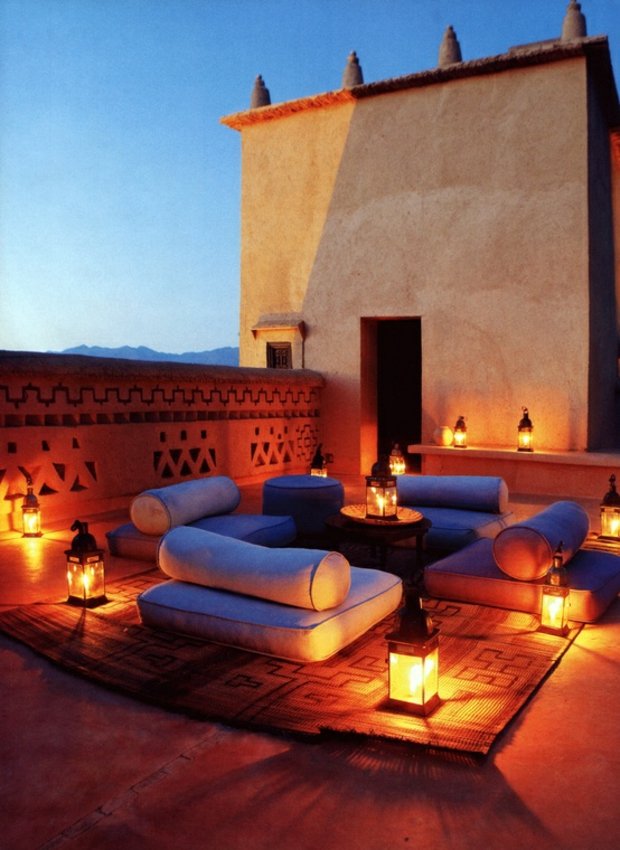 Moroccan terrace floor lanterns