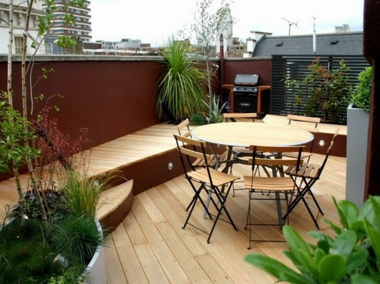 modern terrace wood barbecue