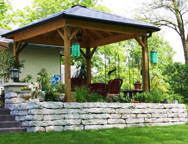 modern wooden pergola terrace