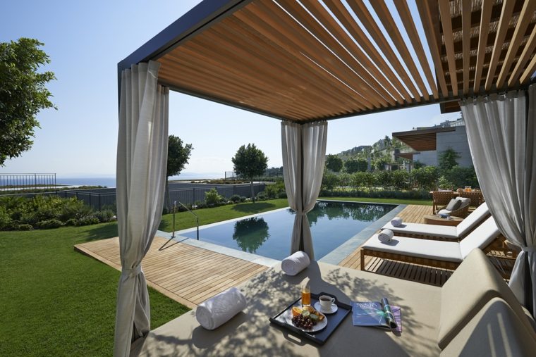 terrace pergola wood swimming pool