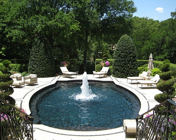 pool terrace modern fountain