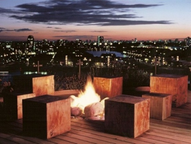 roof terrace lit by single chimney