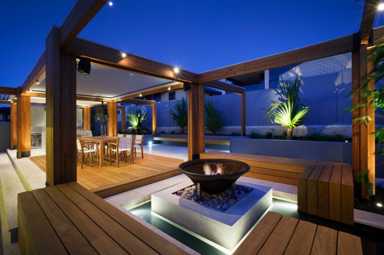 roof terrace outdoor fireplace