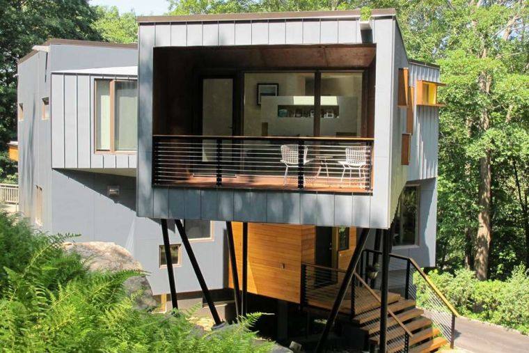 terrace suspended coating-wood-house-architect