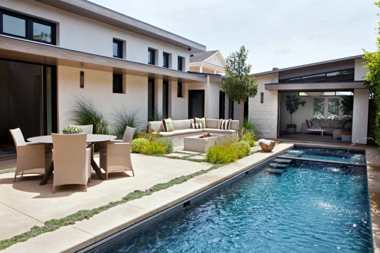 contemporary terrace garden living room modern white canapes