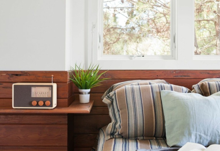 headboard with contemporary wooden storage