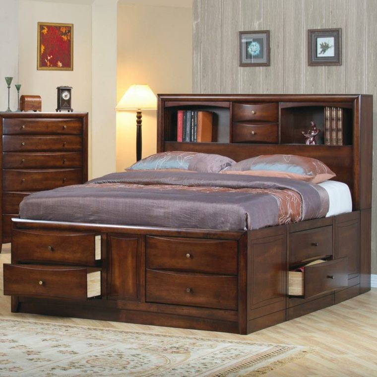 headboard with storage wood deco wall chest of drawers wood idea floor rug bed cushions bookcase