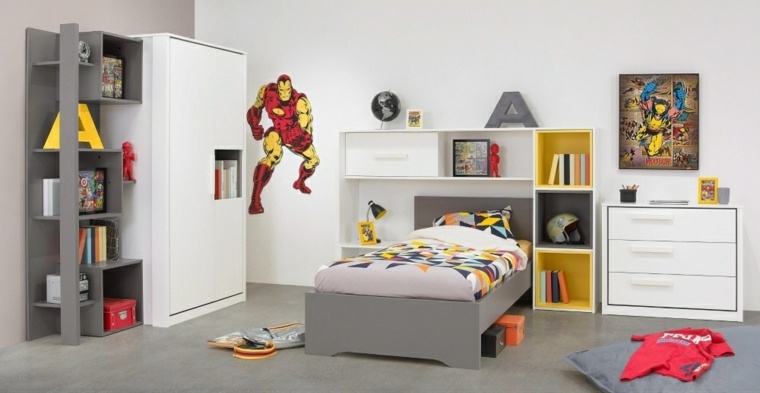 headboard bedroom child storage space saving idea library