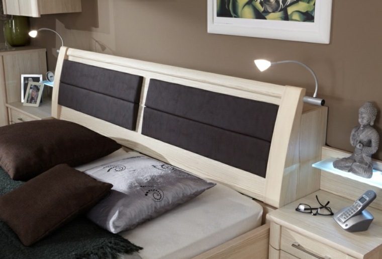 headboard original idea bedroom layout lighting deco wall frame night table wood