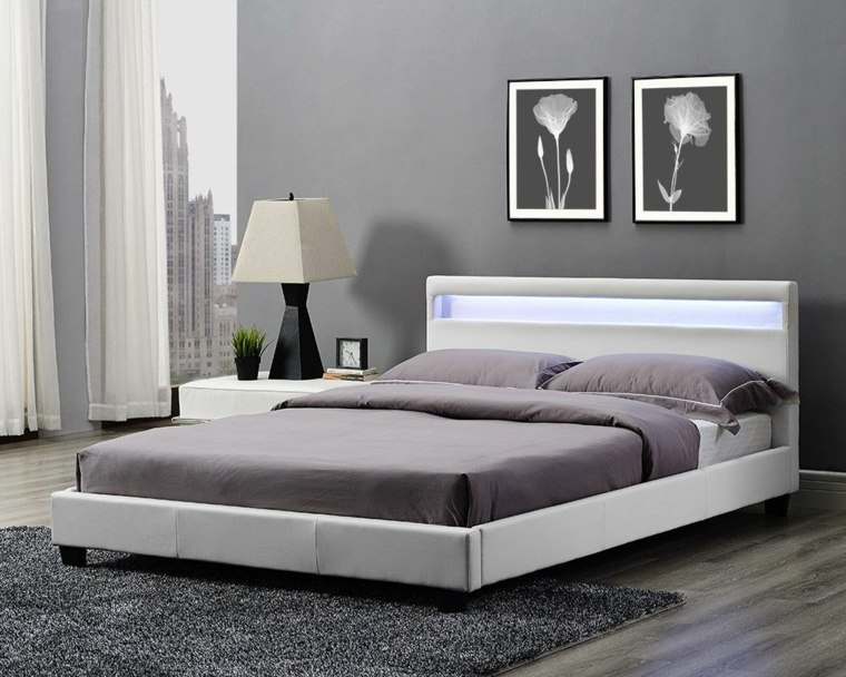 headboard light idea deco bedroom frame floor mats dark gray