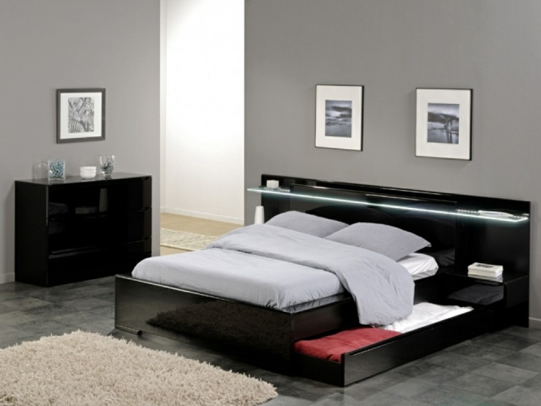 lighting led decorating idea wall frame bed floor mats furniture wood black design