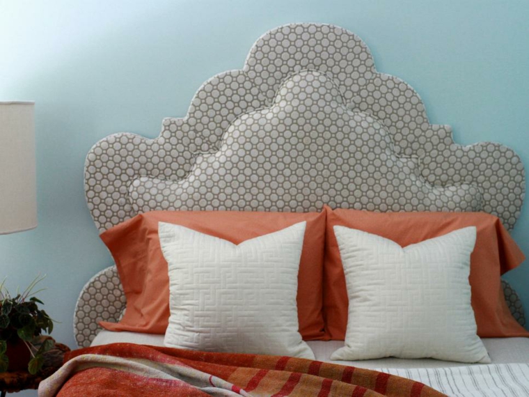 quilted headboard bedroom idea cushion deco wall blue