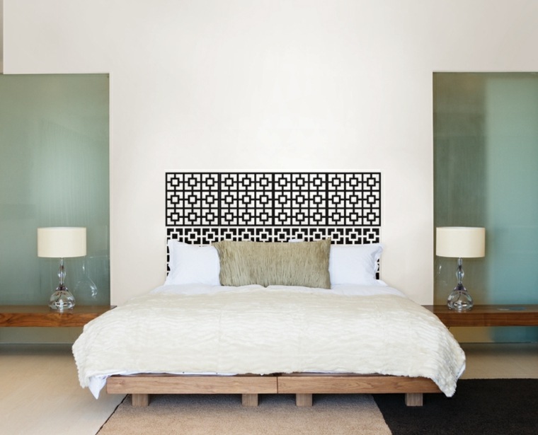 idea layout bedroom headboard black white design idea lighting fixture cushions deco wall drawing