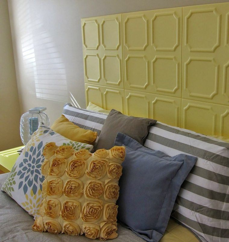 yellow headboard bedroom decoration idea cushions diy