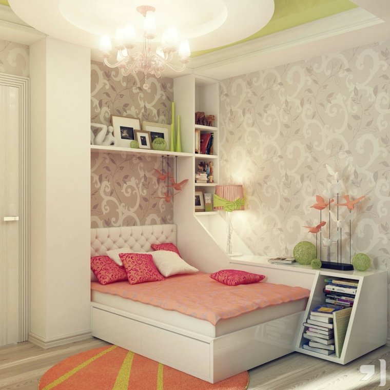 headboard design quilted idea bedroom girl bed shelves