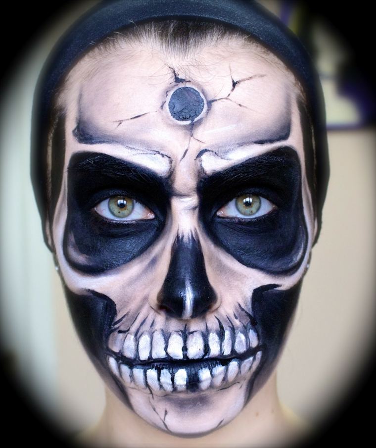 mexican skull color blue green makeup halloween fashion