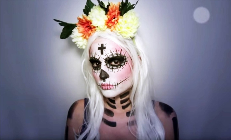 mexican skull flowers makeup halloween