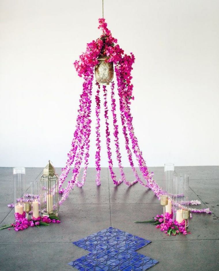 Marokkanske tema-ekteskap-alter-dekorasjon-krans-blomster-lys
