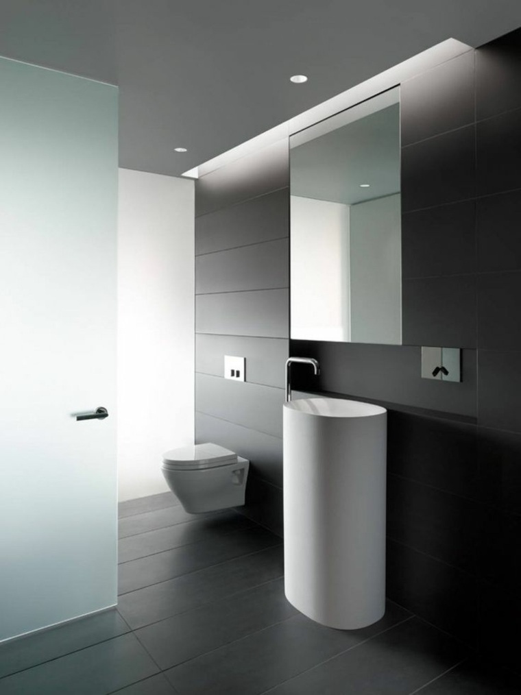 toilet deco idea black and white modern mirror