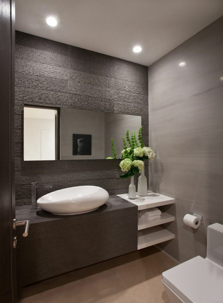 modern design toilet gray tiling deco wc