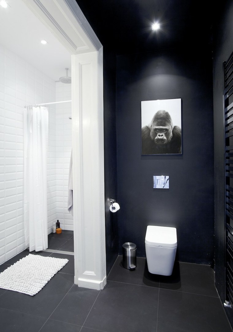 black bathroom white design toilet deco idea