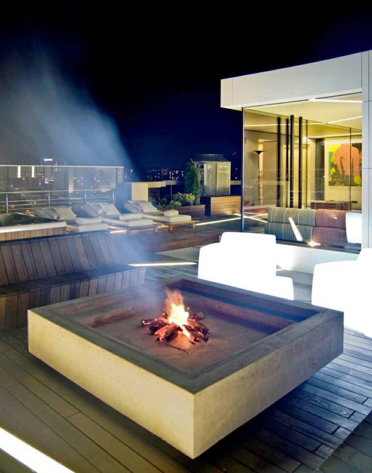 roof terrace outdoor fireplace