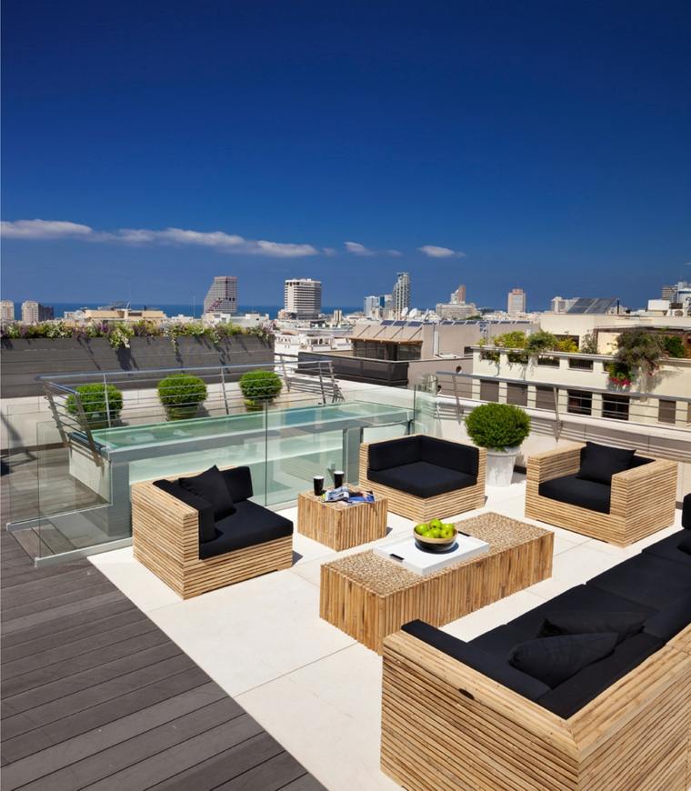 roof terrace furniture wood