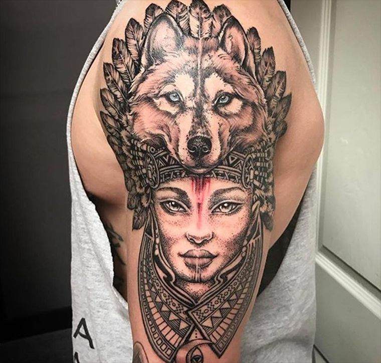 tribal-tattoo-girl-wolf-man-arm-shoulder