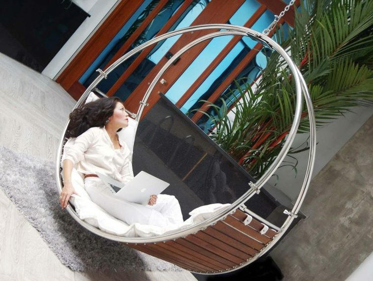 hanging bed modern design indoor living room idea chair hanging