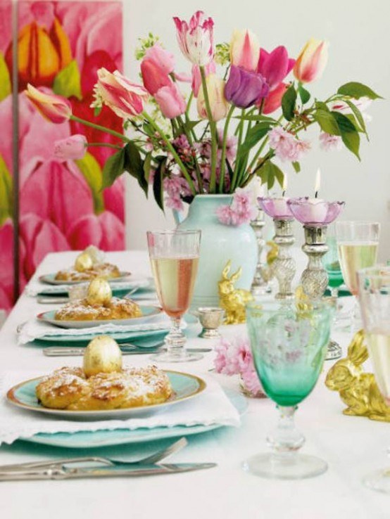 pink tulips beautiful deco table