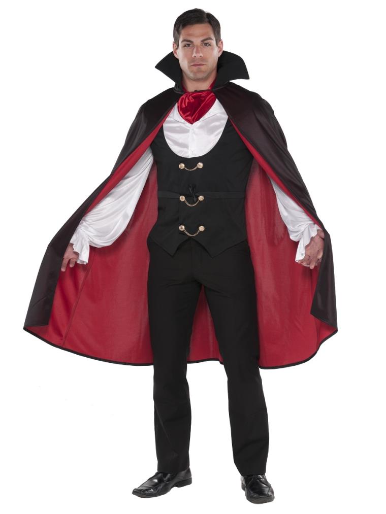 Halloween costume man vampire-red-black-cape