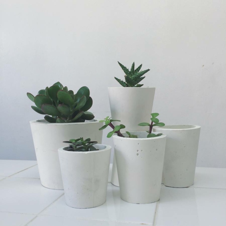 reka bentuk vas putih deco flowerpot idea