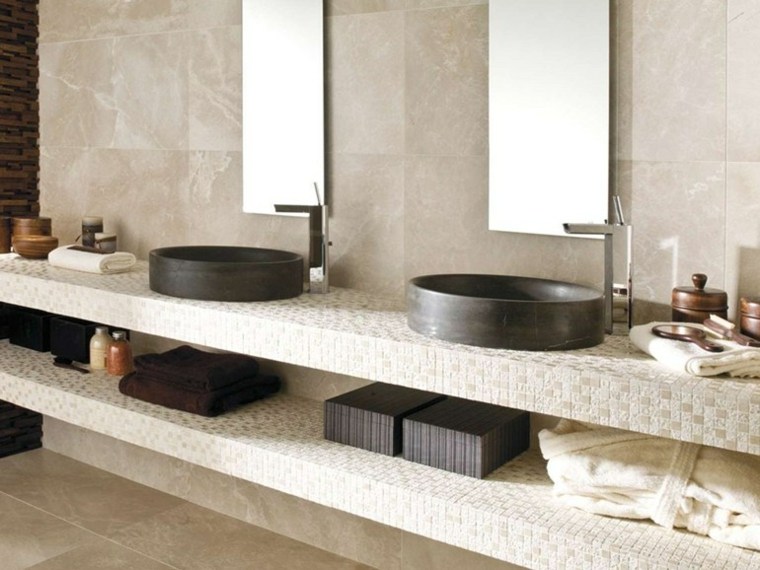 interior design washbasin natural stone worktop mirror