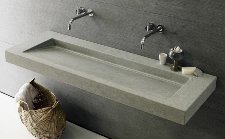 washbasin stone natural worktop design interior modern stone bathroom
